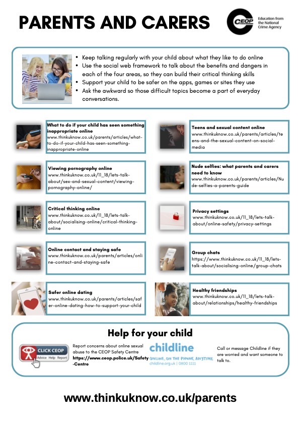 Secondary parents and carers handout